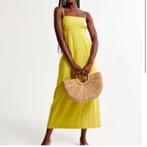 NWT Abercrombie Linen Midi Dress Green